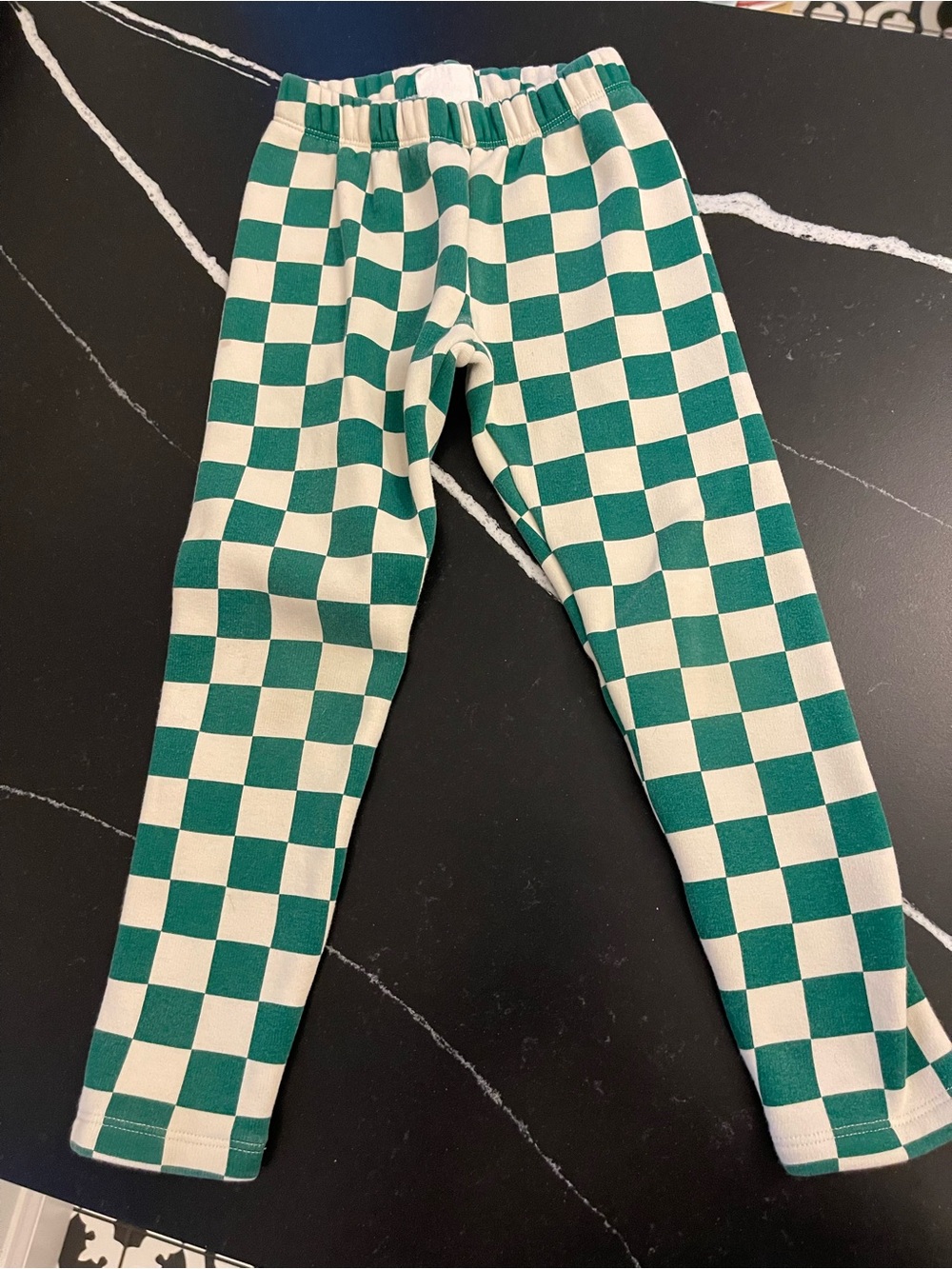 Gap Kids Checkerboard Stretch sweatpants- Green and Cream XS